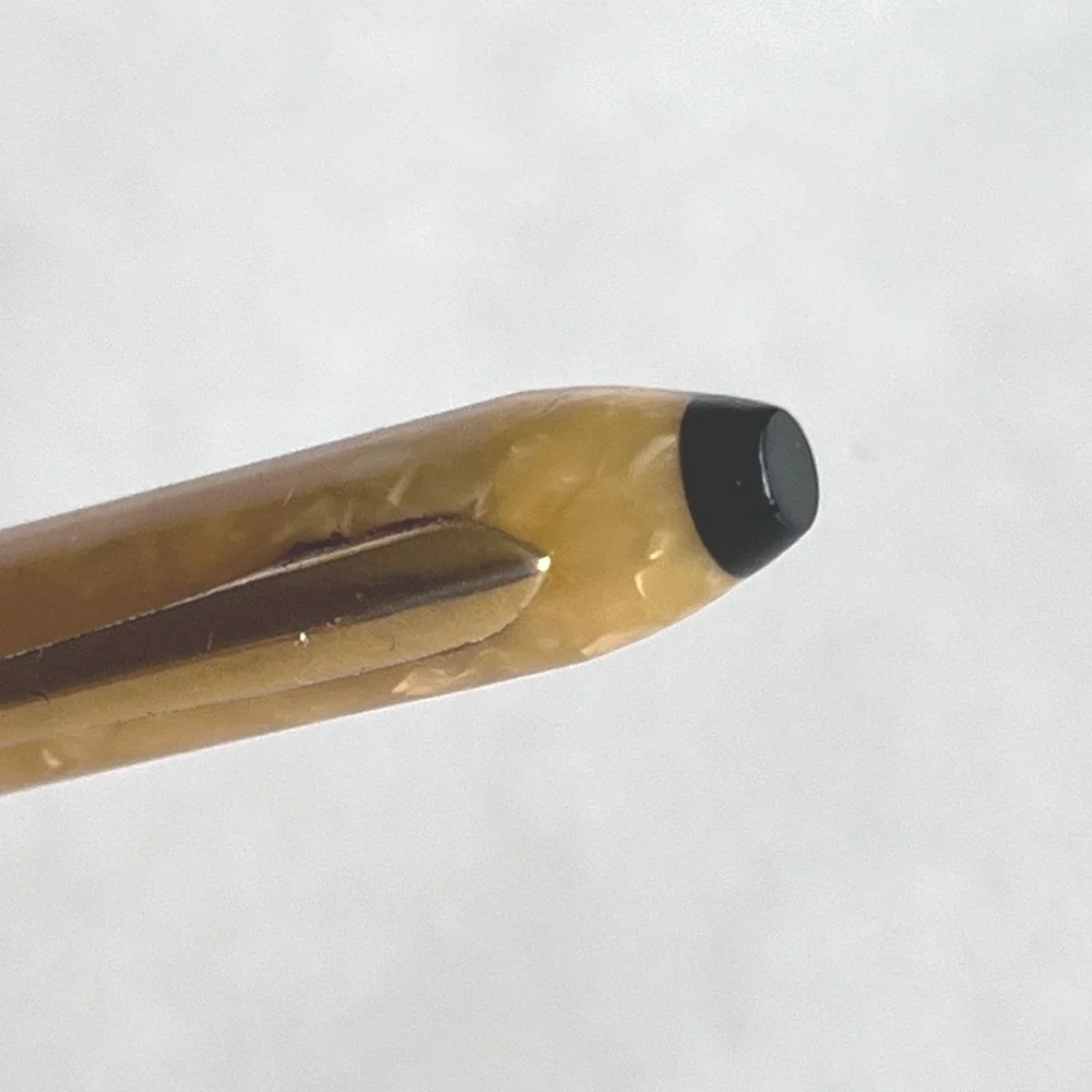Vintage John's Tavern Milwaukee WI Advertising Mechanical Pencil Yellow Marbled
